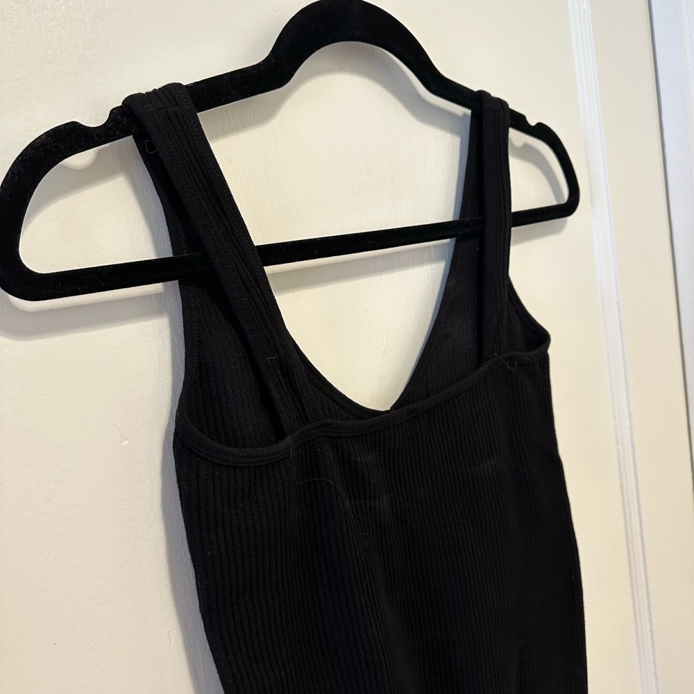 Black Ribbed Bodysuit Tank Top - Picture 4 of 4